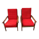 Paire de fauteuils en teck style scandinave, années 70
