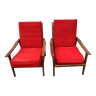 Pair of 70's Scandinavian style teak armchairs
