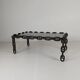 Vintage brutalist black iron chain link coffee table with original smoked glass, 70s