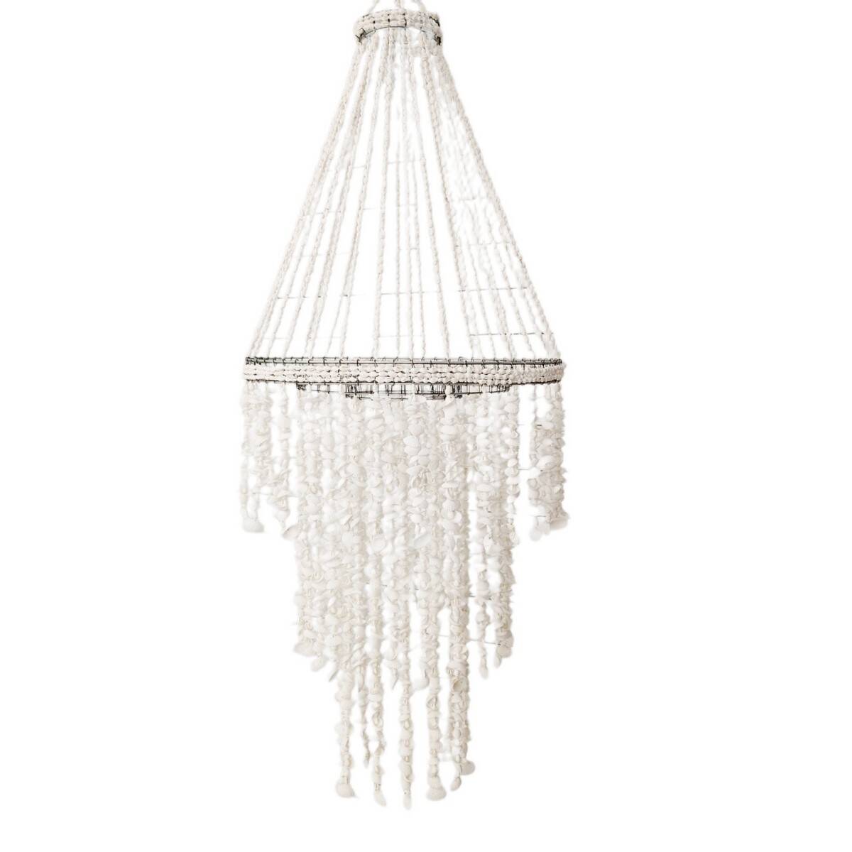 Chandelier - "Ocean" suspension in white shells D 30 cm