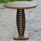 Art deco style pedestal table in beech and gold metal