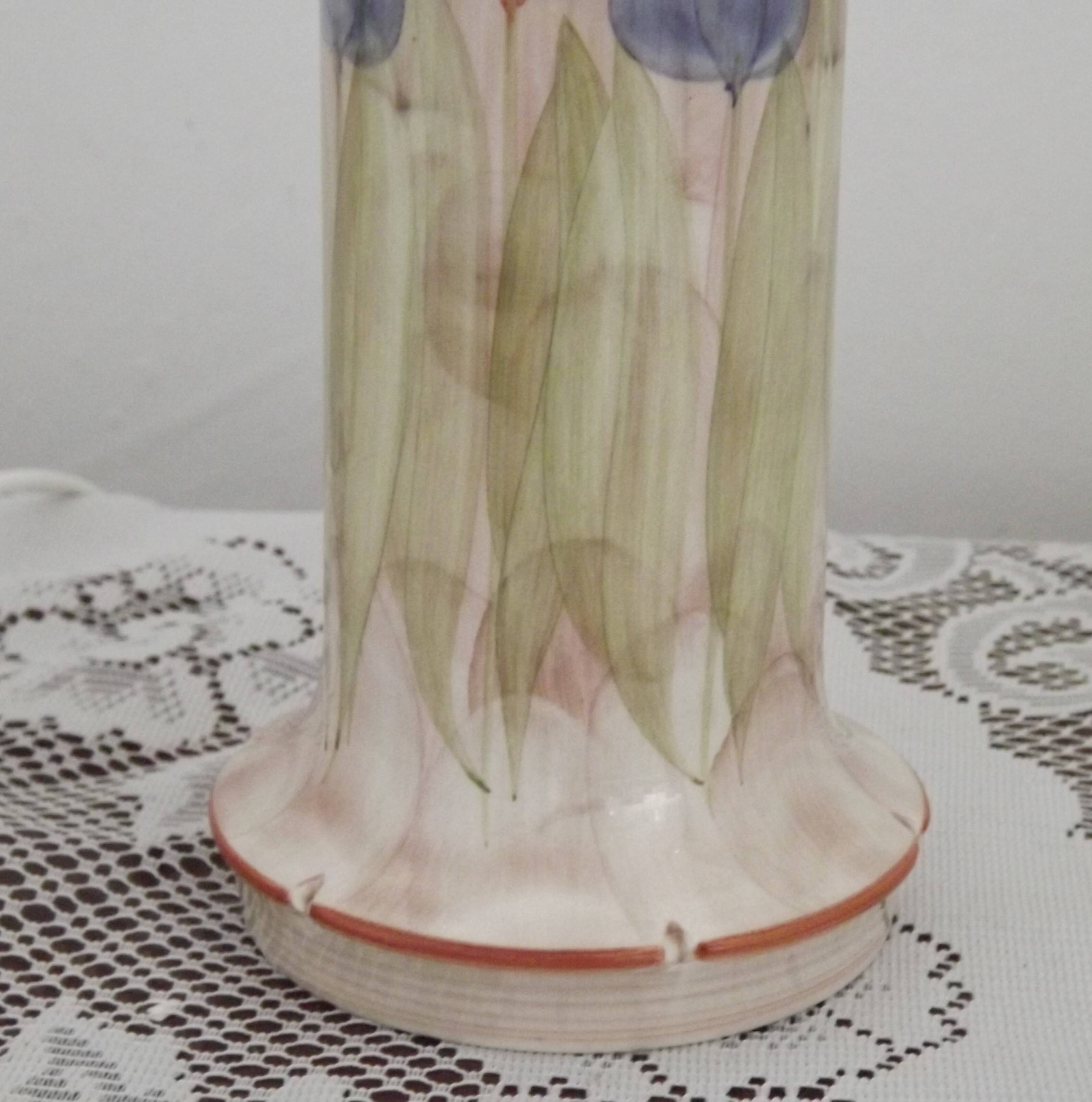 Set of 2 Hand-Painted Jersey Pottery Tulip Design Table / Bedside Lamps