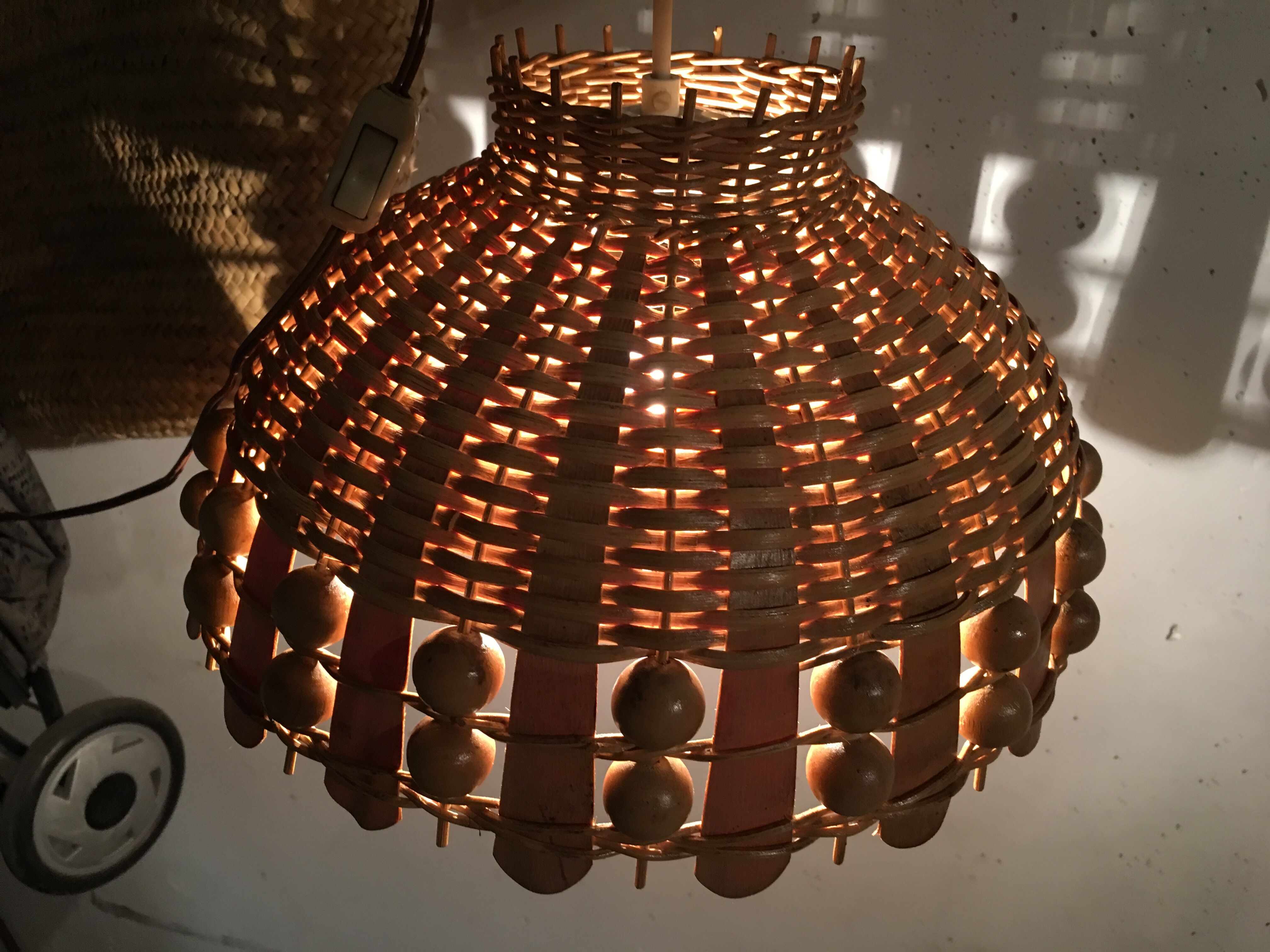Hanging lamp 60s rattan