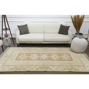 1970s Vintage Turkish Oushak Handmade Wool Cotton Beige Area Rug 153x260