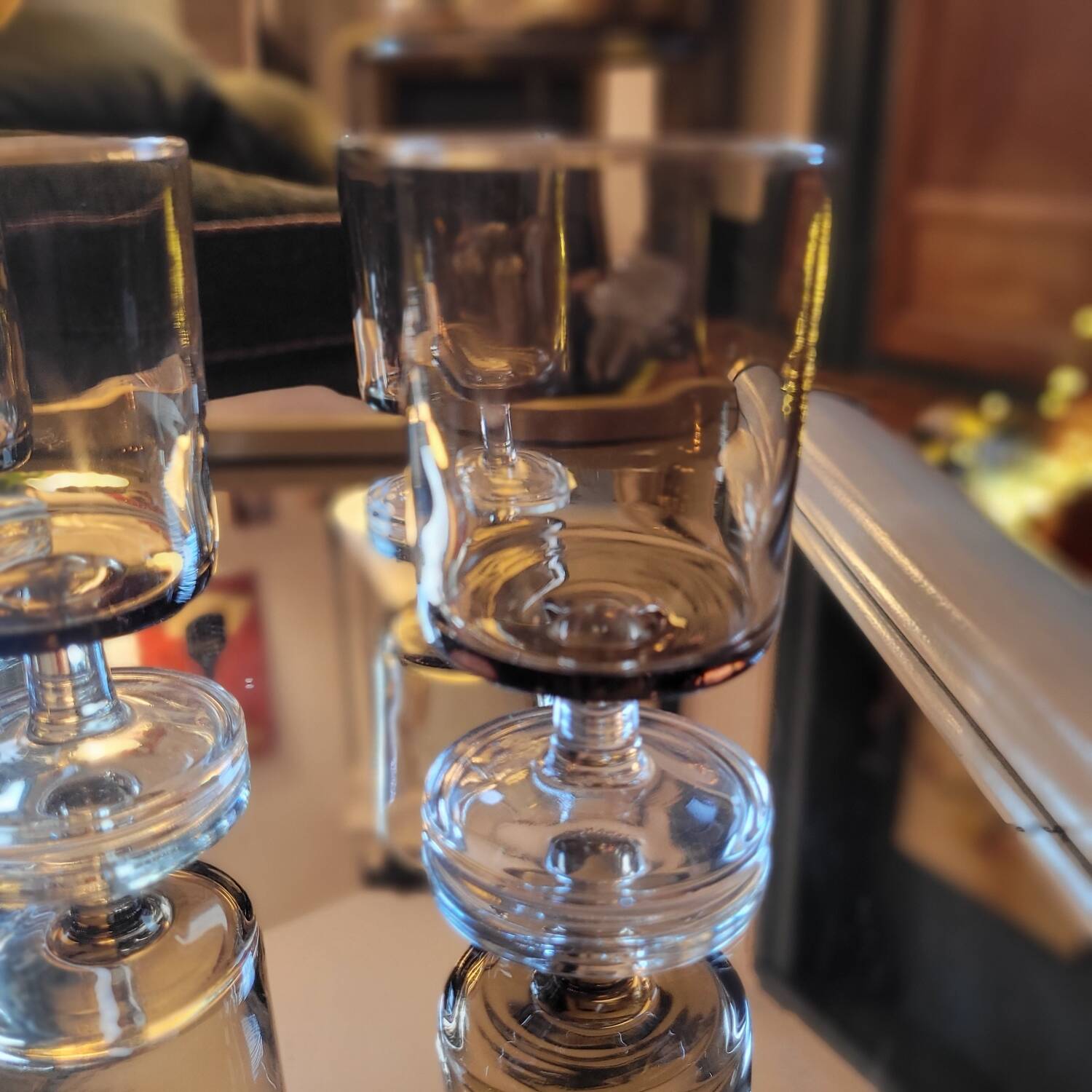 Smoked stemmed glasses – 1970s