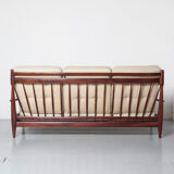 Brazilian modernist sofa cream leather Jean Gillon