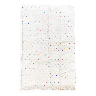 Berber carpet beni ouarain ecru with multicolored polka dots 255x146m