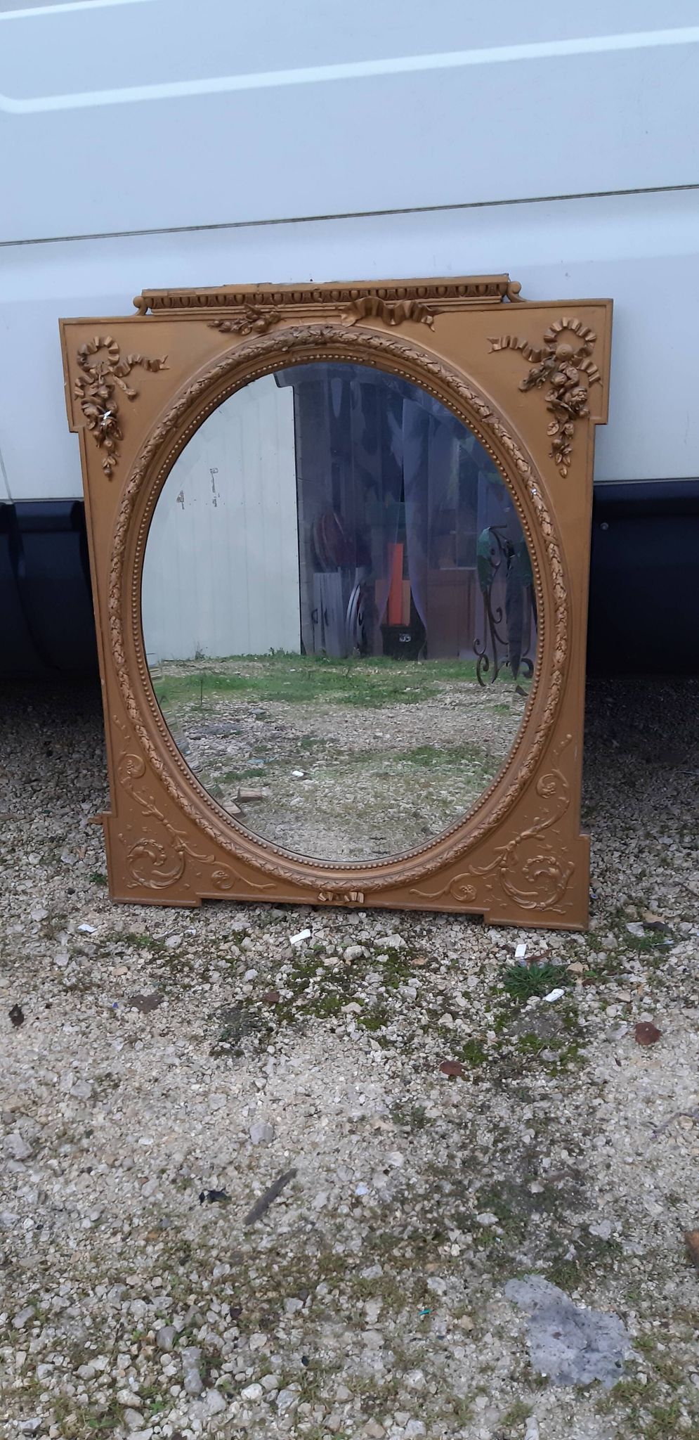 Miroir bois et stuc doré 19 éme
