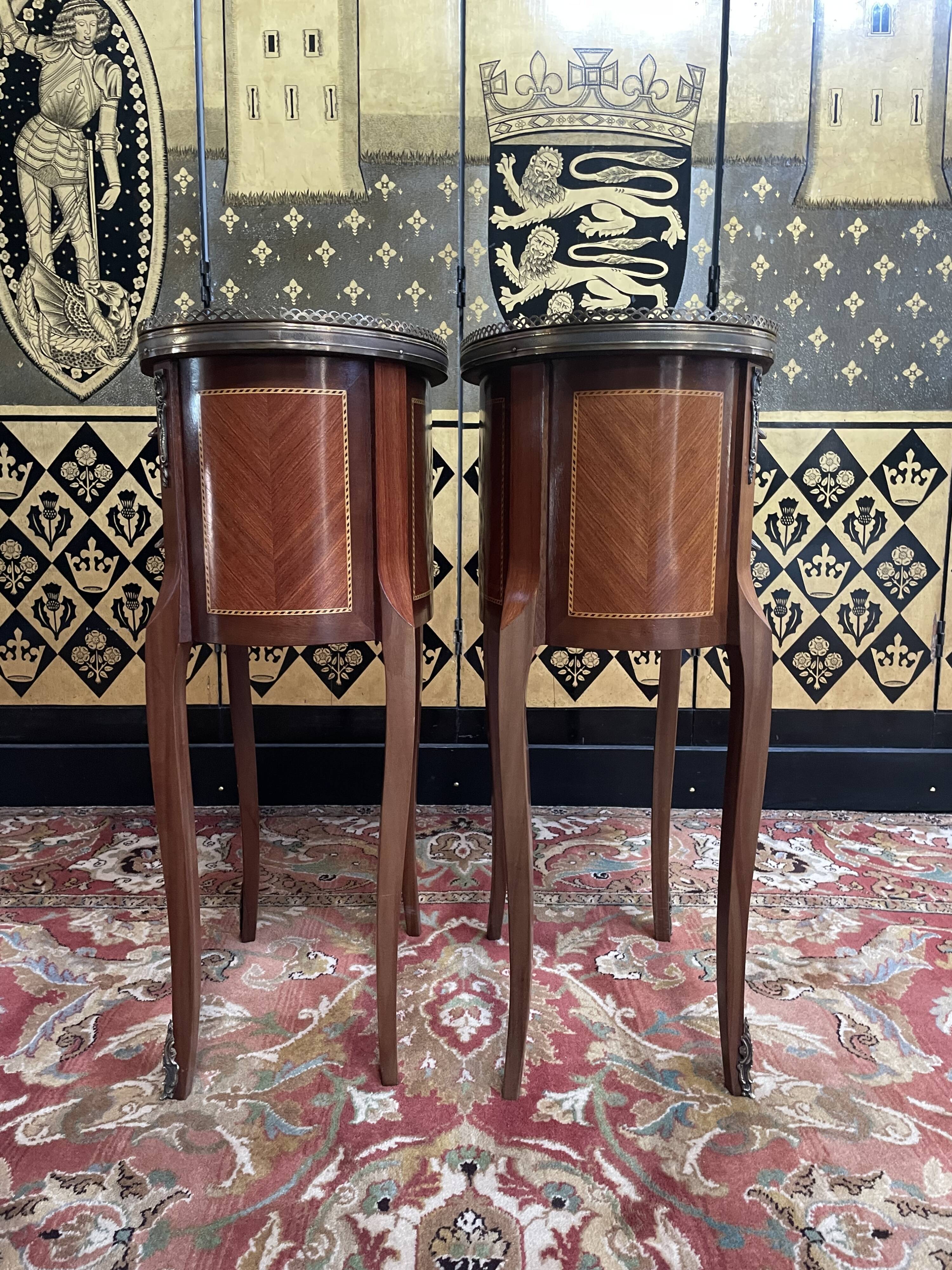 Pair of Louis XV style marquetry bedside tables
