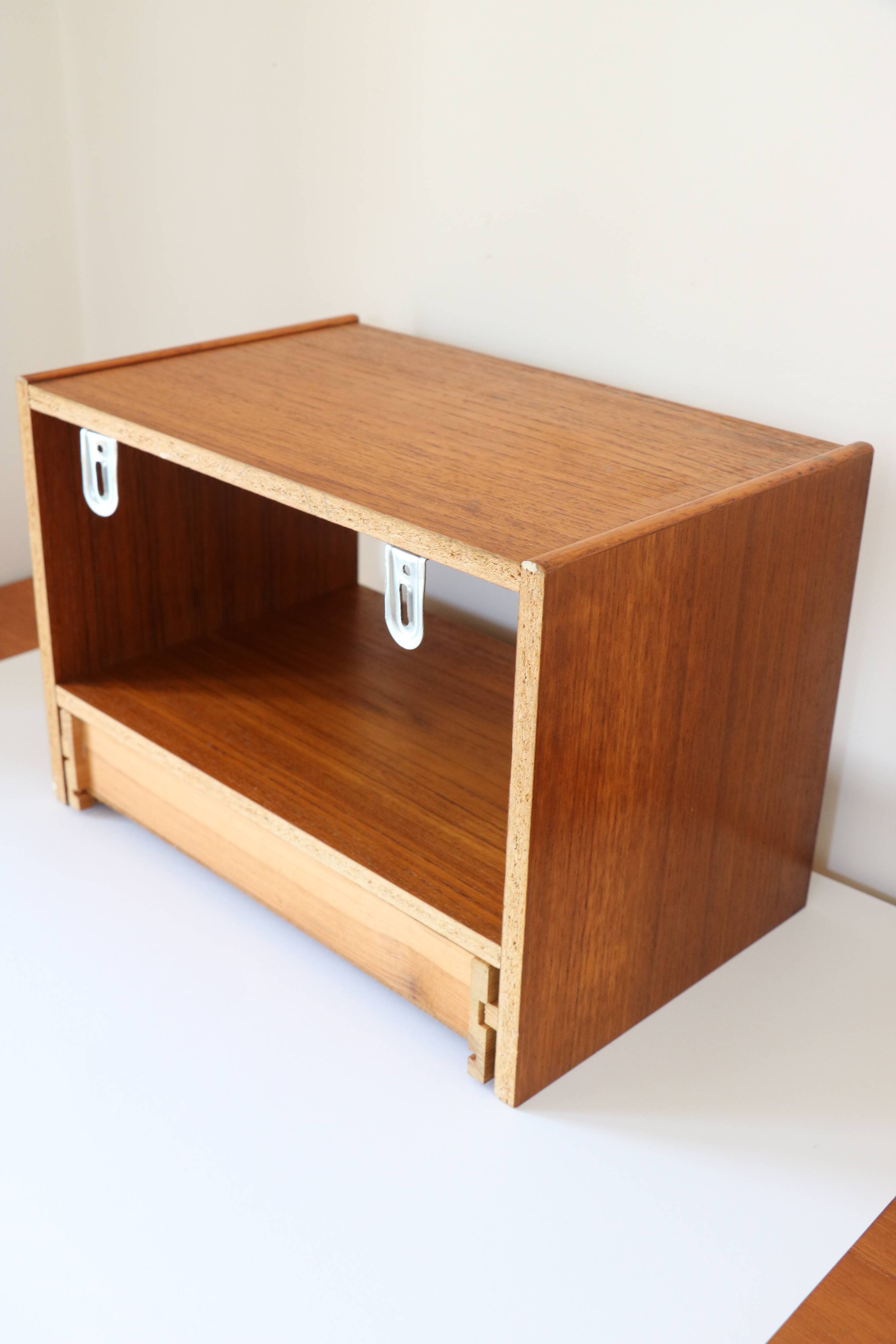 Wall-mounted bedside table with drawer, Scandinavian, 1960.