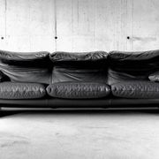 Maralunga black leather sofa 3 seater, Vico Magistretti for Cassina
