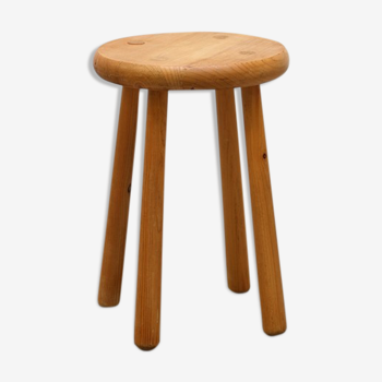 Tabouret en pin massif circa 1970