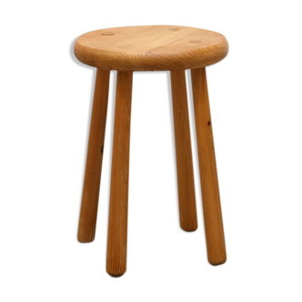 Tabouret en pin massif circa 1970