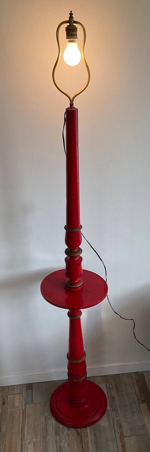 Wooden floor lamp base from the 60s