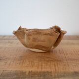 Handmade Small Ceramic Bowl, Signed Studio Pottery Piece, Folded Clay Style