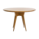 Round dining table in Wood Wood with brass details.