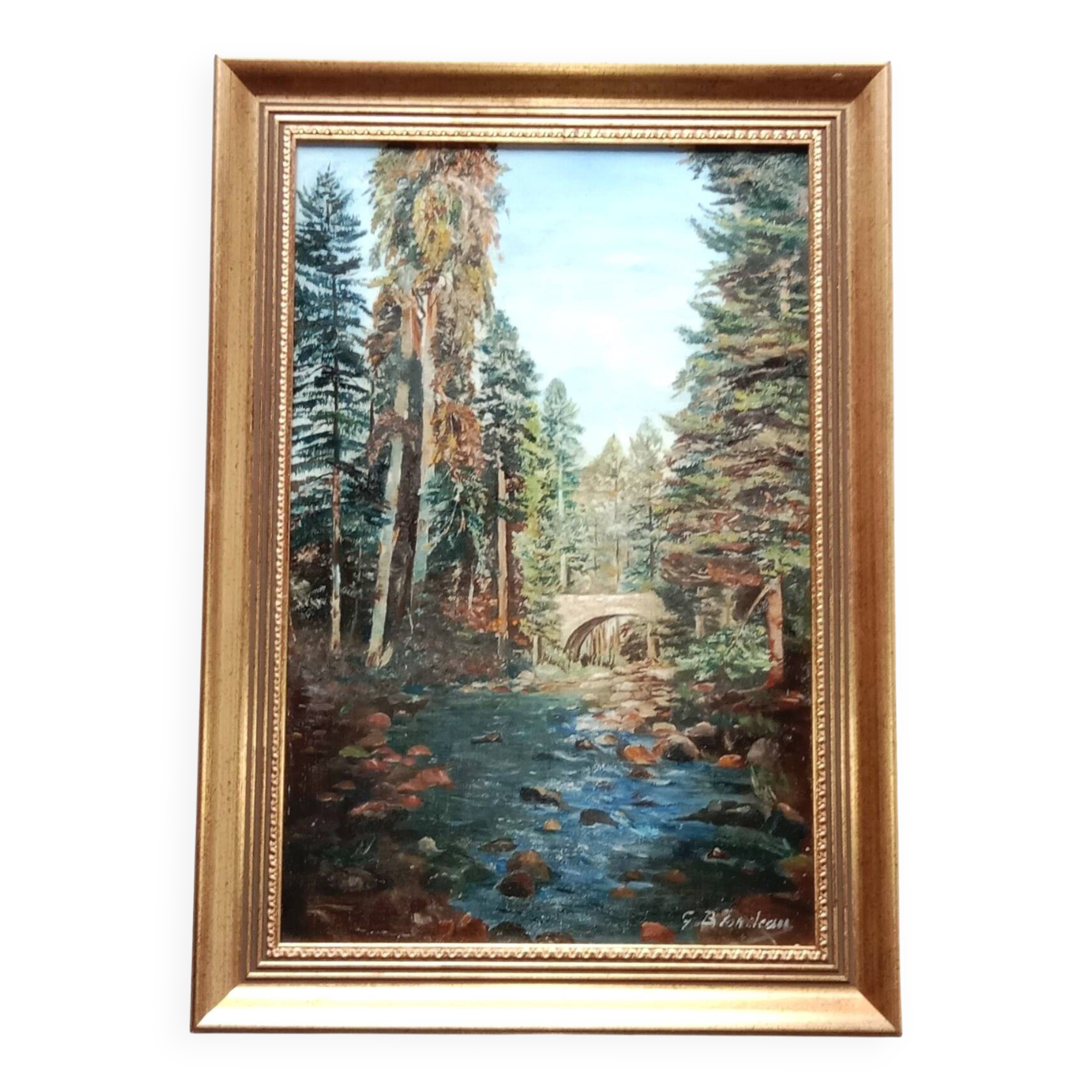 Landscape in the Forest, Painting by Gaston Blondeau (1886-1979)