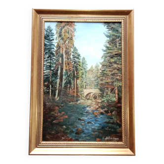 Forest Landscape Painting by Gaston Blondeau 1886-1979