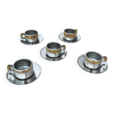 5 tasses et sous-tasses STO vintage en inox