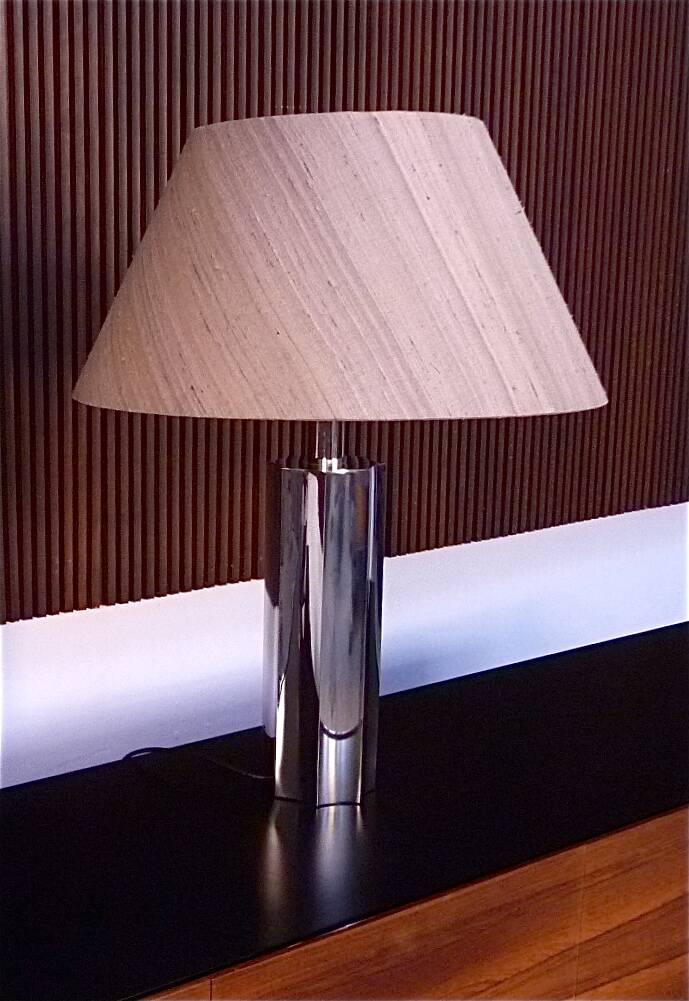 Set of 2 Brutalist Sculptural Chromed Metal Table Lamps, Italy 1960s