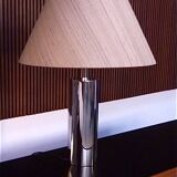 Set of 2 Brutalist Sculptural Chromed Metal Table Lamps, Italy 1960s