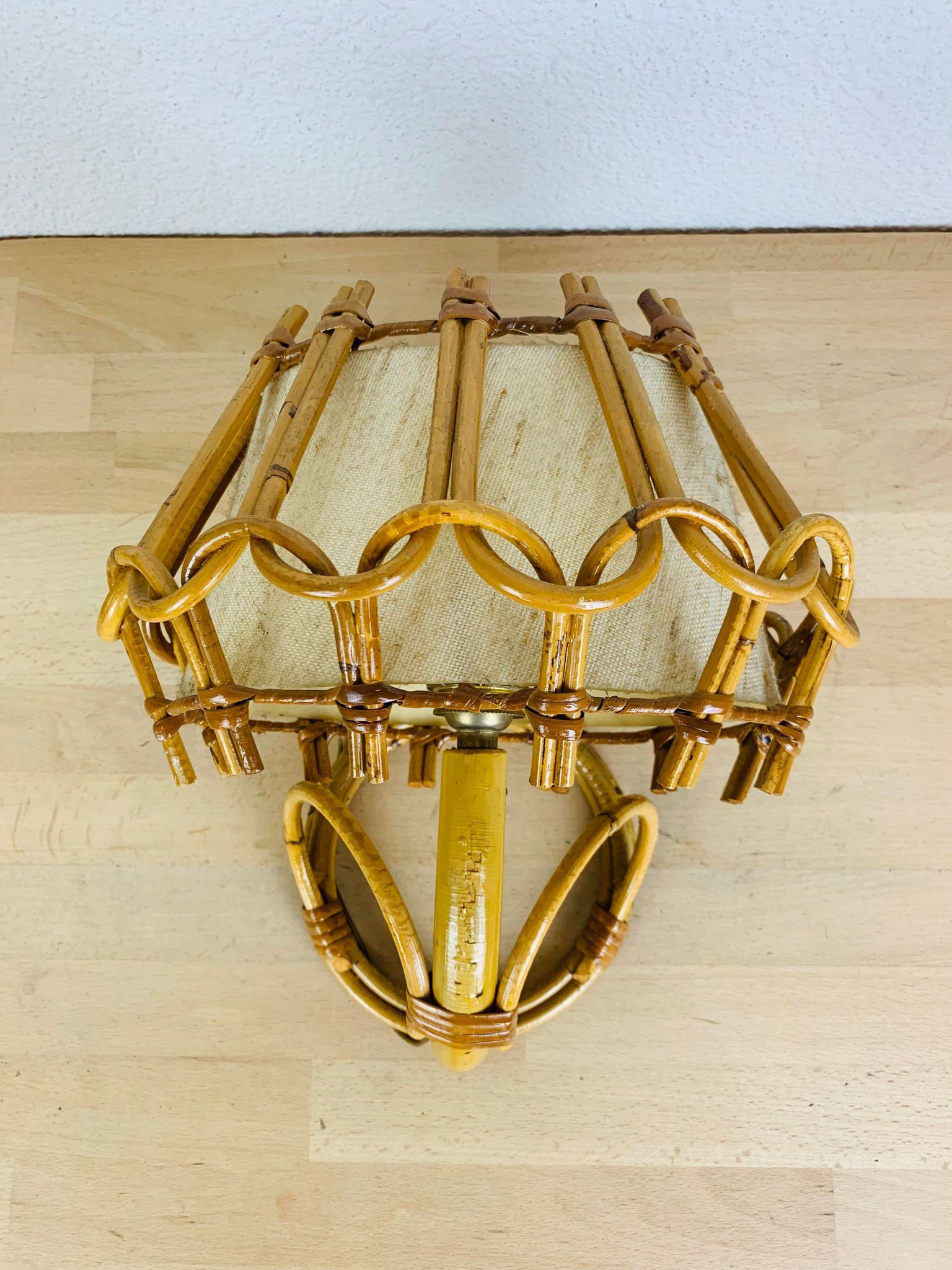 Rattan wall lamp 50s chic jungle style, Sognot
