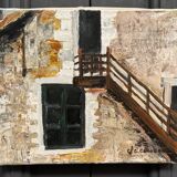 Huile sur toile par Claude Claveau Le Chalet des Chasseurs 1995