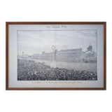 Paris Longchamp, large period engraving, printed in 1891.