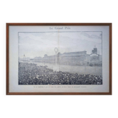 Paris Longchamp, grande gravure d'époque, imprimée en 1891.