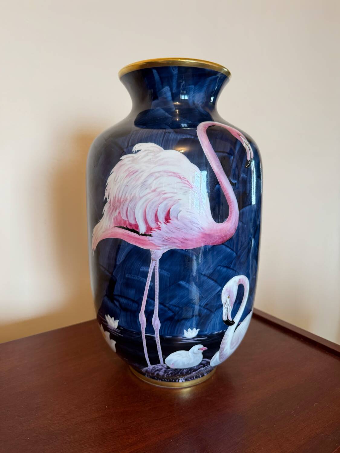 Limoges porcelain flamingo vase