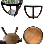 Large Art Deco centre table from the 1930s – Sabre legs in walnut and lacquer.