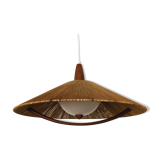 Raffia bast and teak pendant lamp by Temde