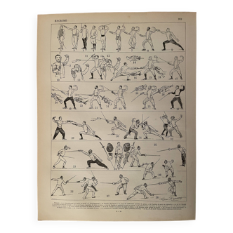 Lithographie sur l'escrime (épée fleuret) - 1900