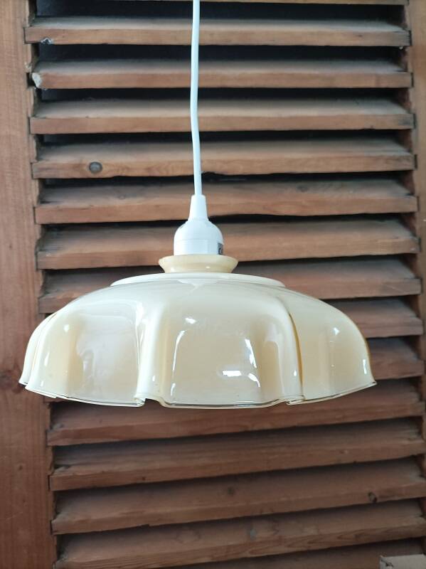 Suspension abat jour corole verre orangé dentelle dpc 082320