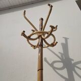 Vintage rattan bamboo parrot coat rack