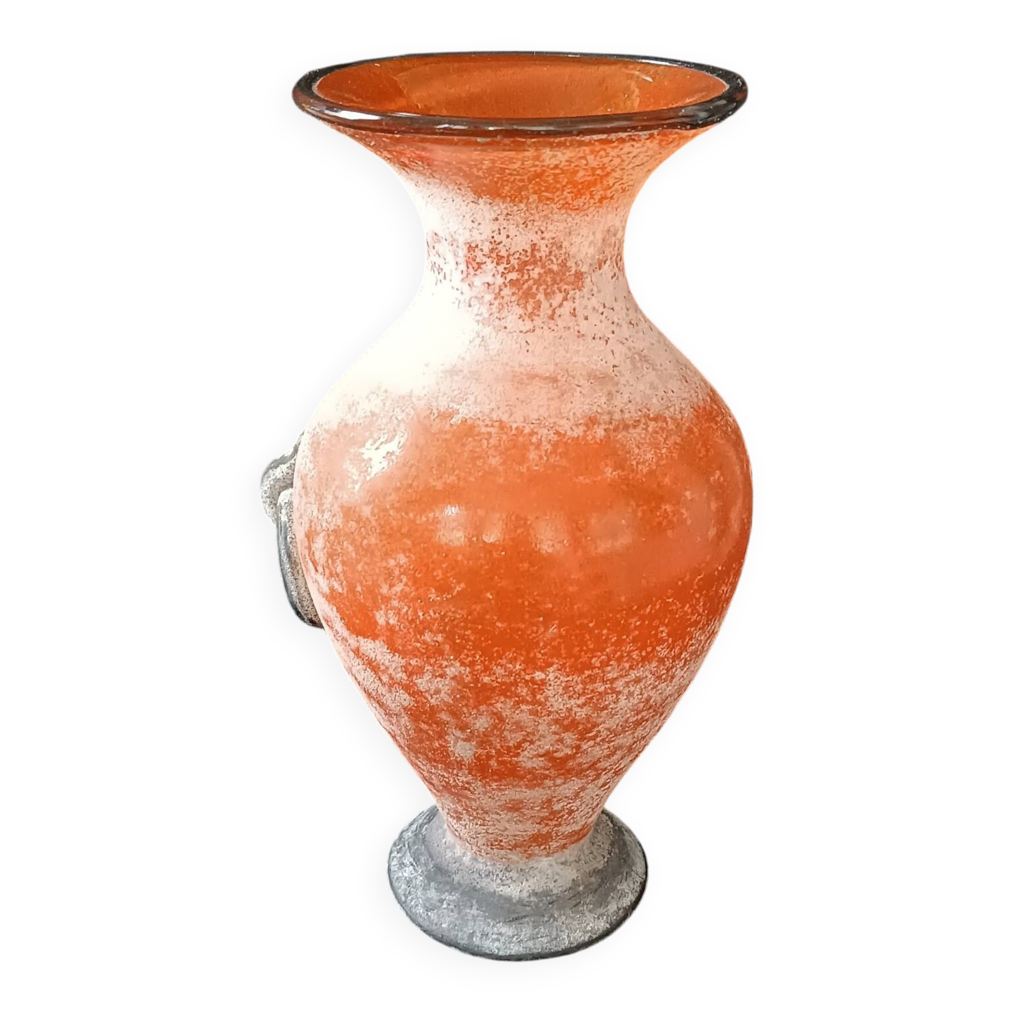 Amphora vase in scavo glass paste