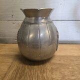 Vase alumínium art déco signé M , Montagne