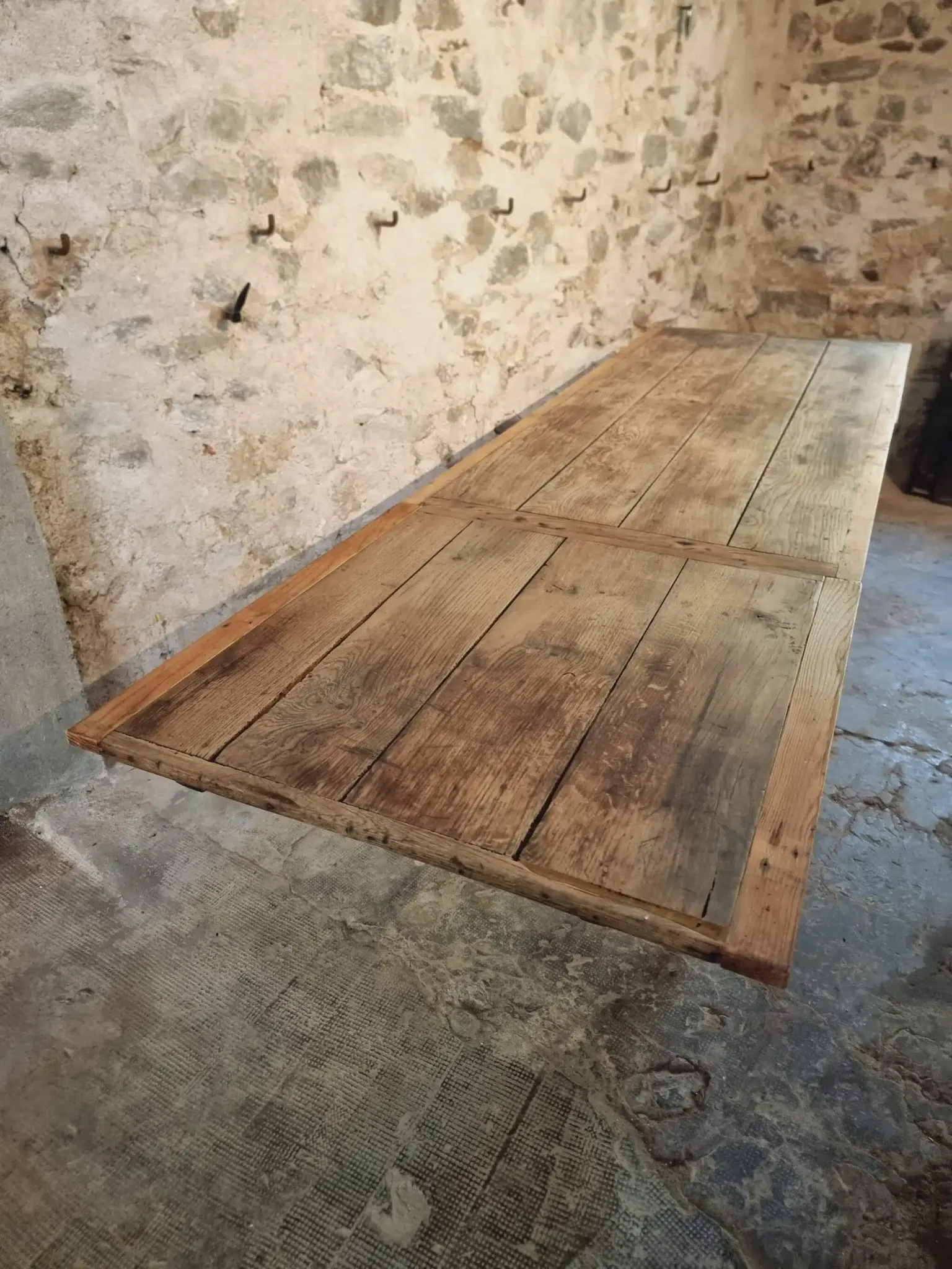 19th Century French Farmhouse Table in Chestnut Wood, Extendable to 365cm, Rustic Dining or Work Table