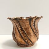 Round Embossed Copper Cachepot / Vase attr. to Egidio Casagrande, Italy