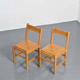 Pair of pine chairs, Maison Regain, France, circa 1970