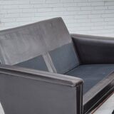 1970s, Danish 2 seater sofa, original condition, furniture leather, solid teak wood.
