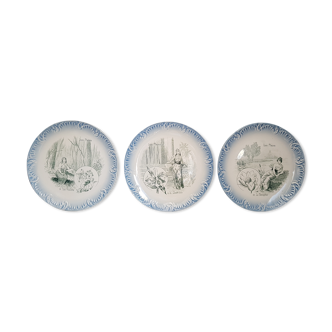 12 Plates Series 'Flowers' Digoin Sarreguemines