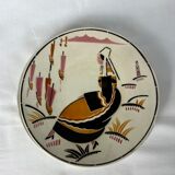 Duo of plates representing a Breton woman with her headdress