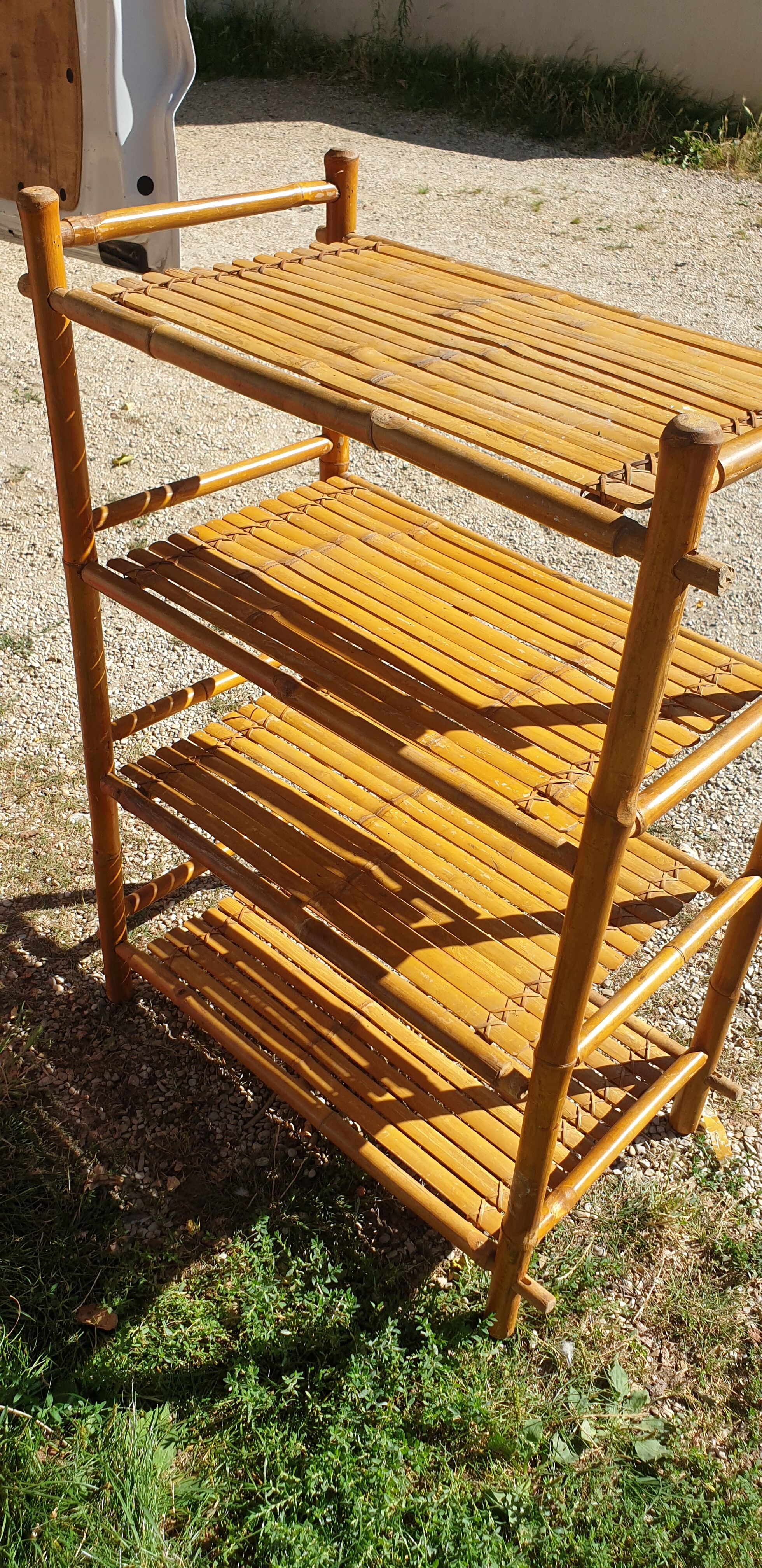 Seventies bamboo bookcase shelf