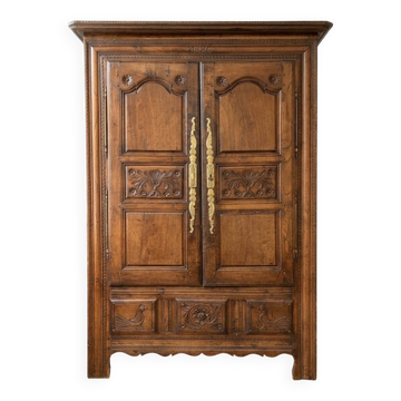 Armoire normande ancienne en bois sculpté 1886