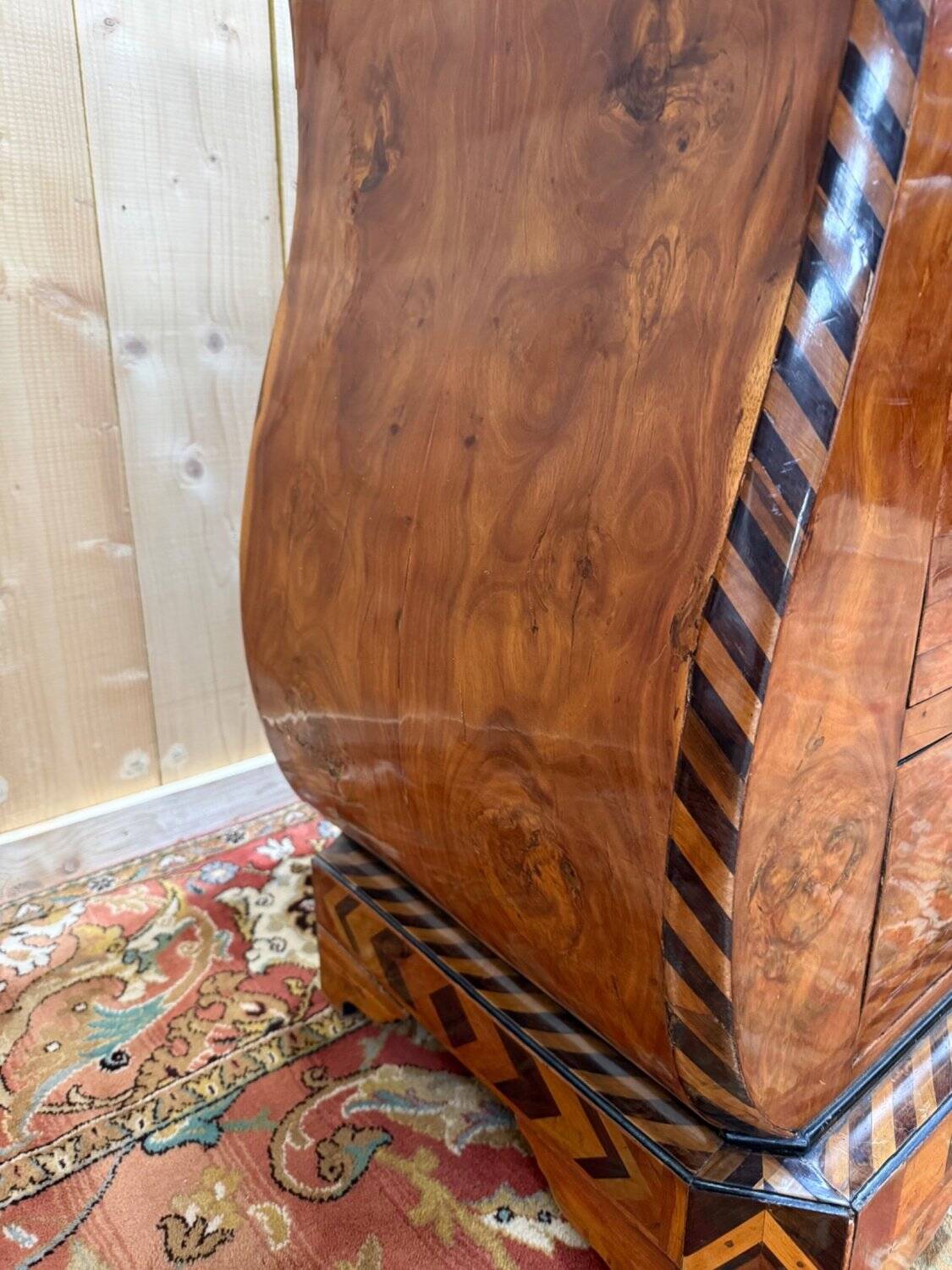 Swiss style marquetry commode – Carrara marble top