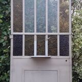 Workshop door 258,4x98,5cm in iron and colored cathedral glasses