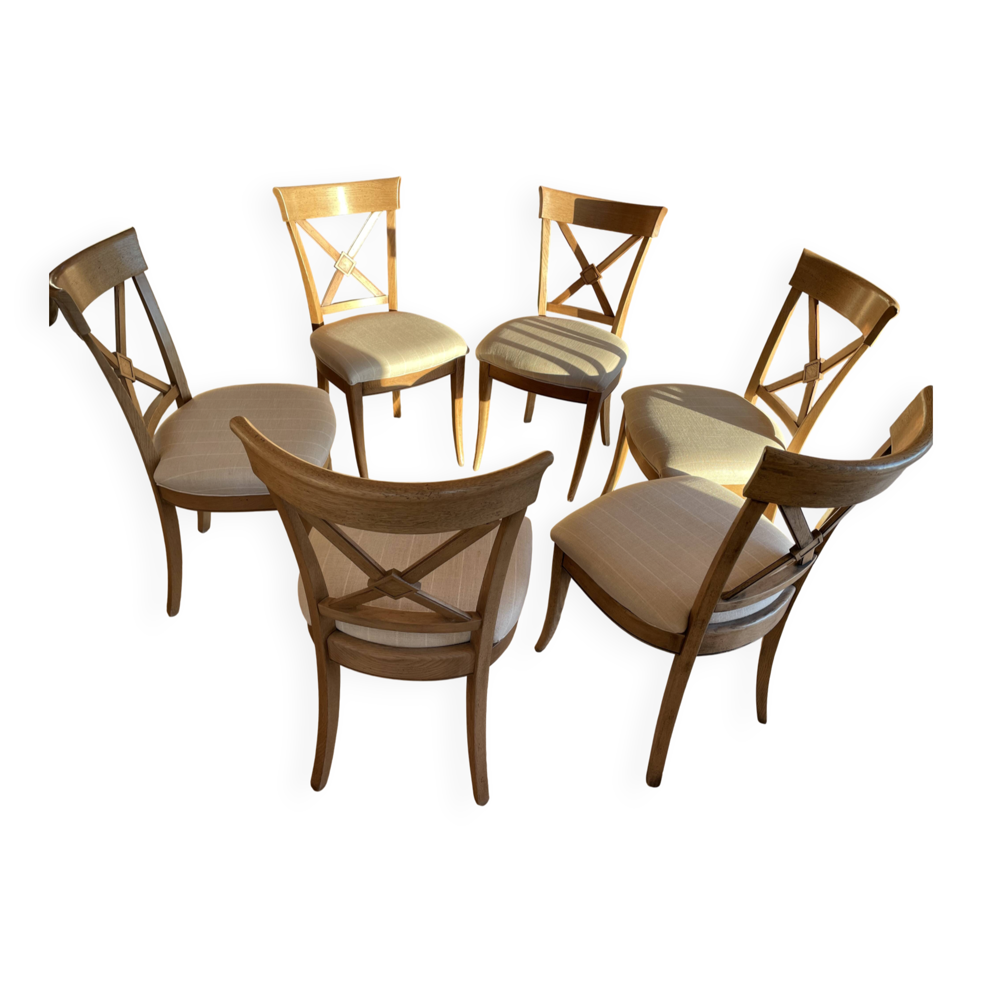 6 Roche Bobois chairs model Hauteville in solid beech.