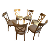 6 Roche Bobois chairs model Hauteville in solid beech.