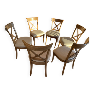 6 Roche Bobois chairs model Hauteville in solid beech.